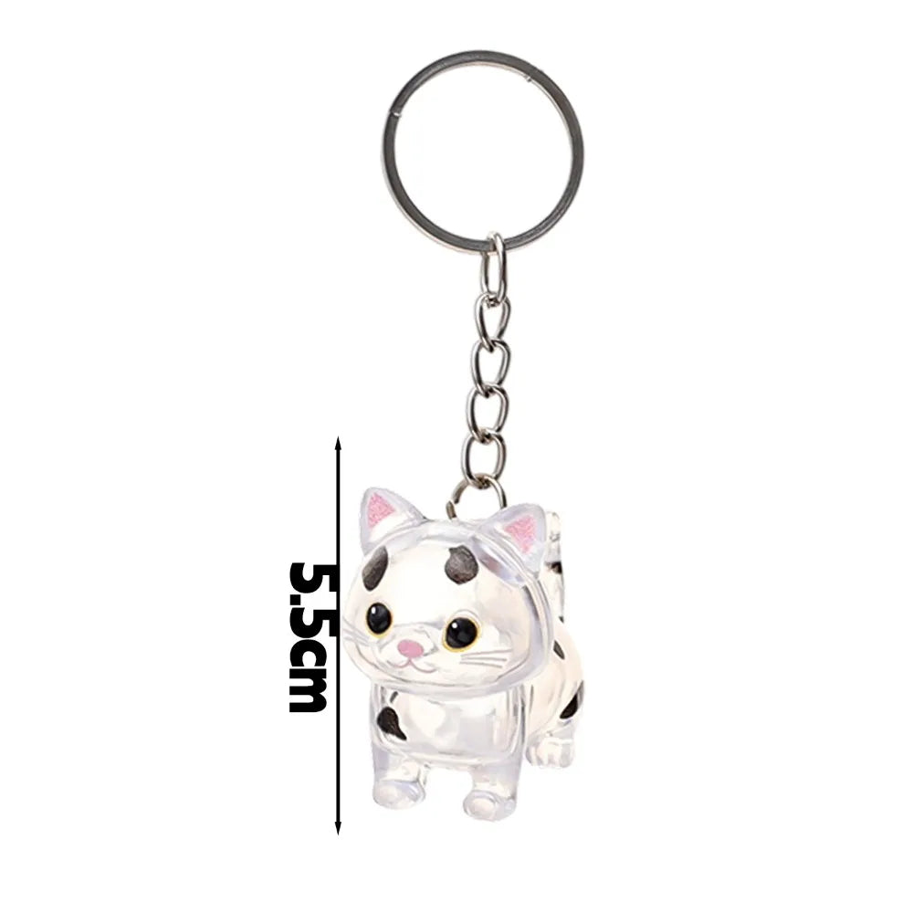 Transparent Cat Fur Keepsake Keychain | Pet Hair Memorial Keyring