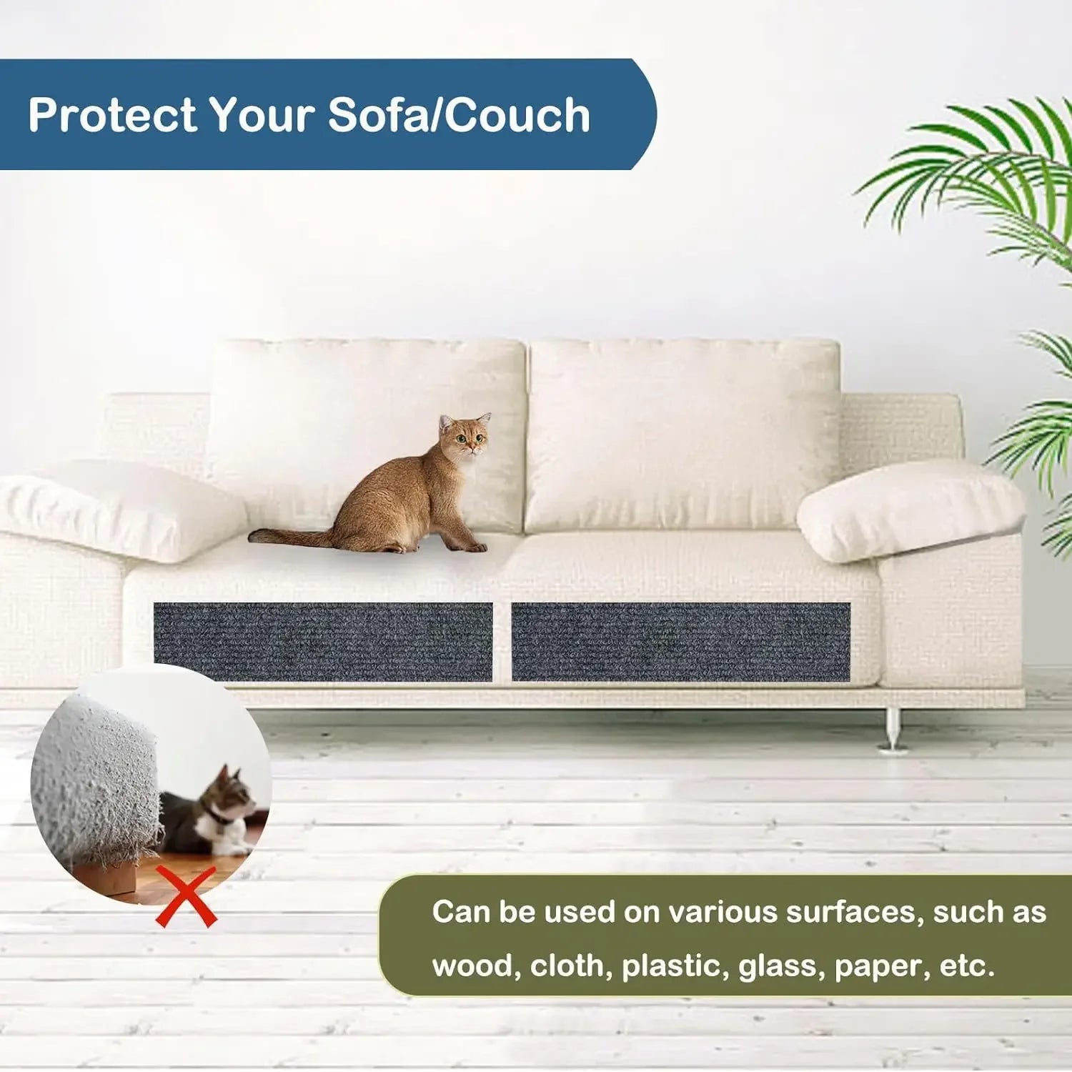 Self-Adhesive Cat Scratch Mat | Trimmable Sofa & Corner Protector