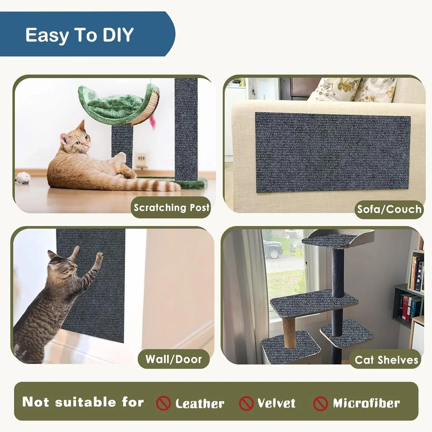 Self-Adhesive Cat Scratch Mat | Trimmable Sofa & Corner Protector