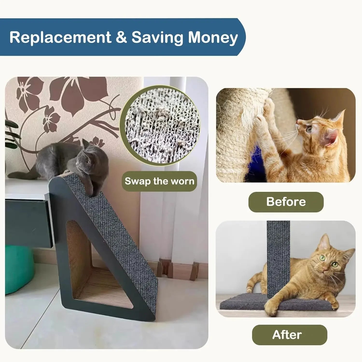 Self-Adhesive Cat Scratch Mat | Trimmable Sofa & Corner Protector
