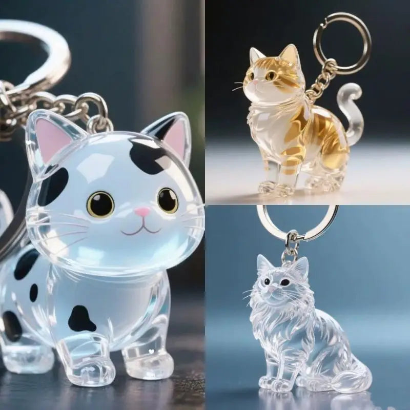 Transparent Cat Fur Keepsake Keychain | Pet Hair Memorial Keyring