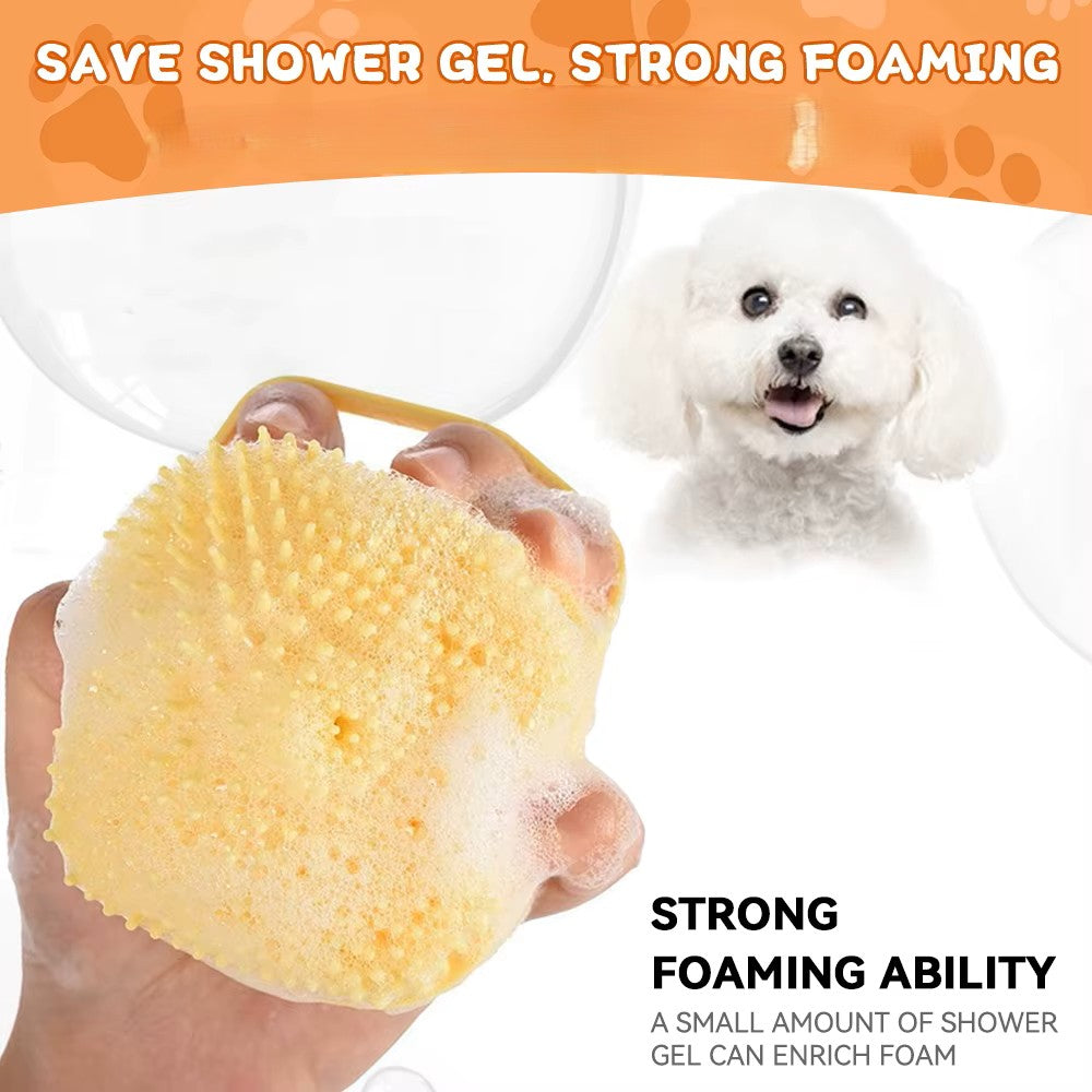 🛁 2-in-1 Pet Bath Massage Brush & Shampoo Dispenser