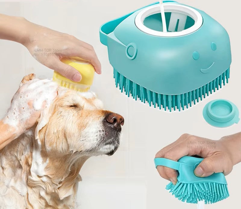 🛁 2-in-1 Pet Bath Massage Brush & Shampoo Dispenser