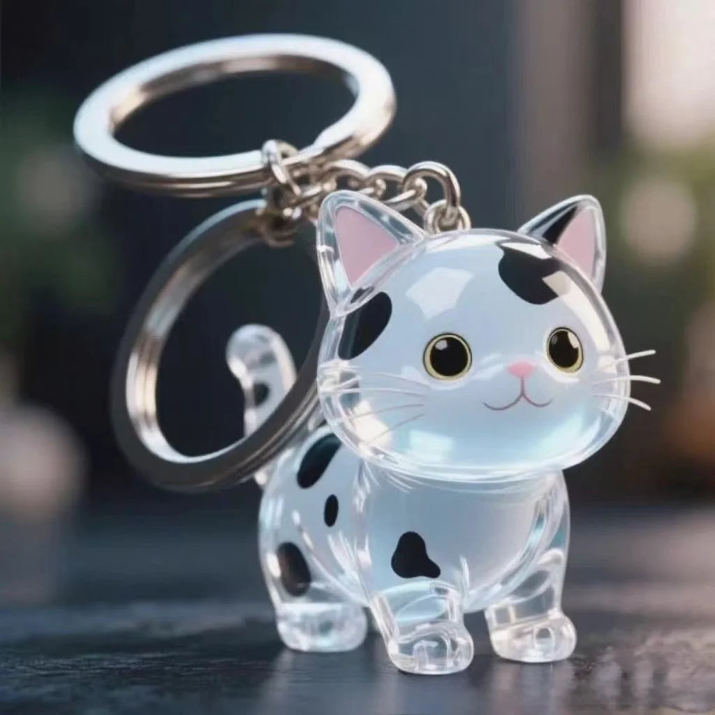 Transparent Cat Fur Keepsake Keychain | Pet Hair Memorial Keyring