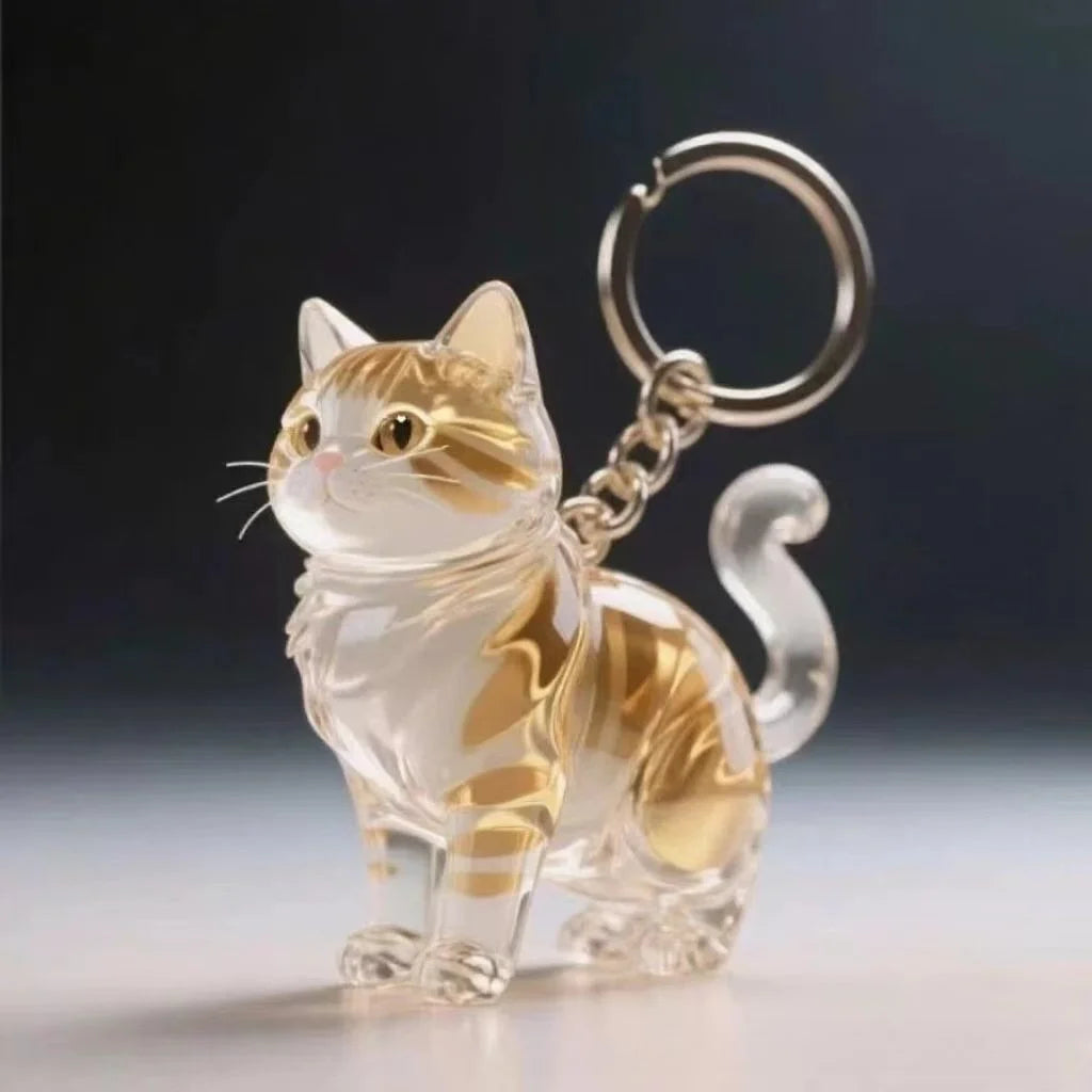 Transparent Cat Fur Keepsake Keychain | Pet Hair Memorial Keyring