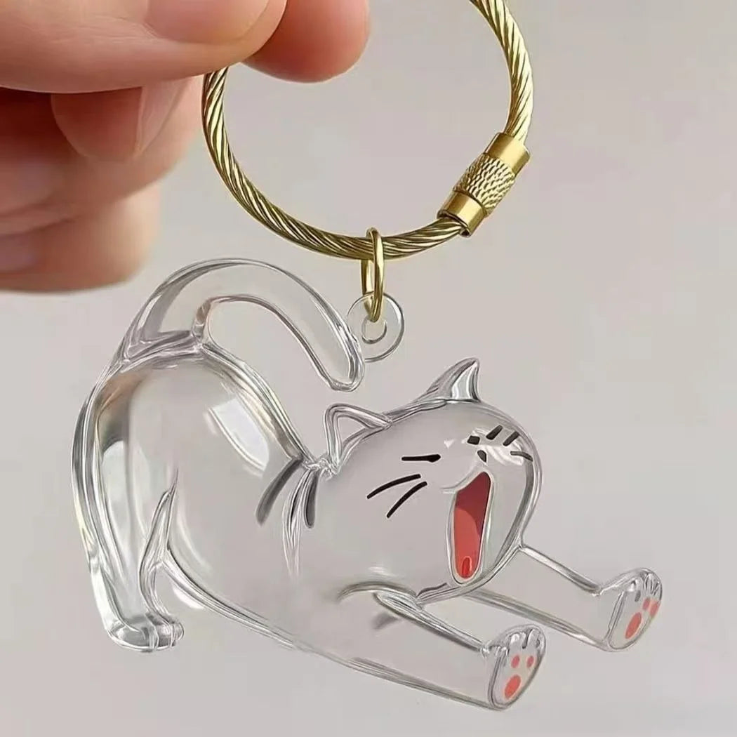 Transparent Cat Fur Keepsake Keychain | Pet Hair Memorial Keyring
